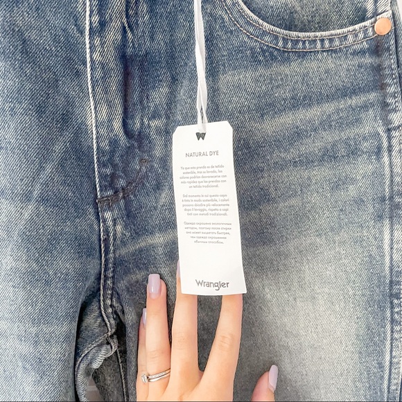 NWT Wrangler x Free People Wild West High Rise Straight Jeans Peach Tint - Picture 6 of 13